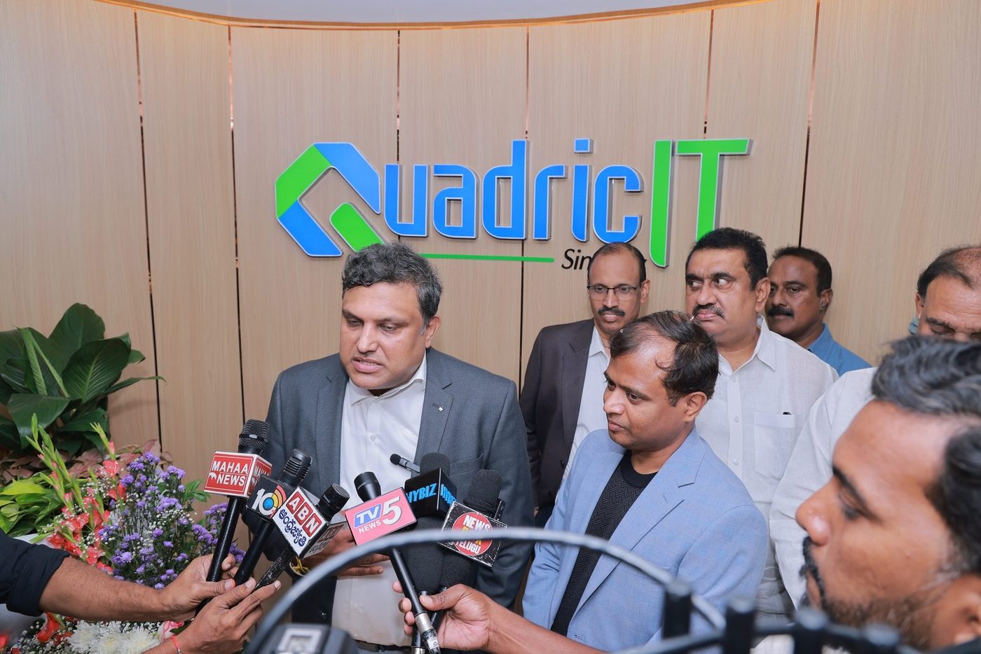 QuadricIT leadership speaking to the media in Hyderabad